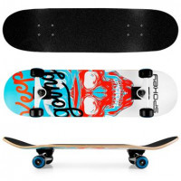 SKALLE Skateboard 78,7 x 20 cm, ABEC7, bílo-modrý Spokey SKALLE Skateboard 78,7 x 20 cm, ABEC7, bílo-modrý
