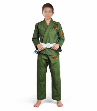 Dětské kimono GI BJJ Junior 3.0 Ground Game olivově zelená