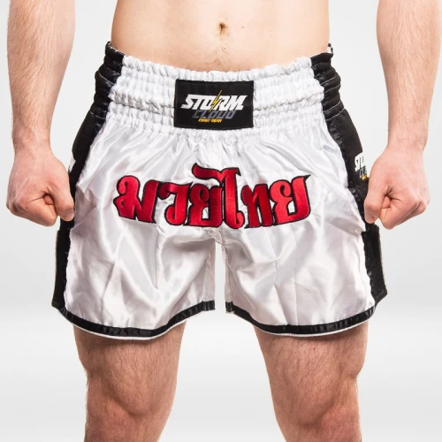 StormCloud Šortky Muay Thai College Bílé/Černé/Červené
