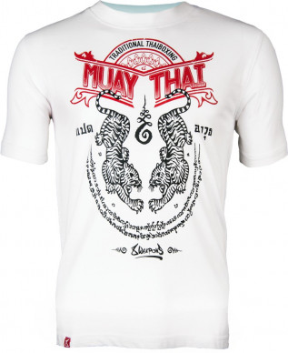 Pánské Muay Thai tričko 8 weapons SAK YANT TIGERS - bílé
