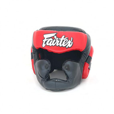 Přilba s lícnicemi a bradou Fairtex HG13F - černočervená