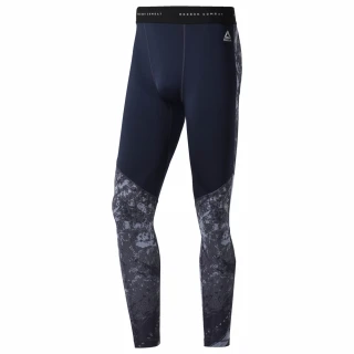 Pánské kompresní legíny Reebok CBT JACQUARD TIGHT DENDUS - modré