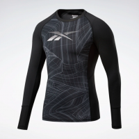 REEBOK Kompresní triko Compression Printed Tee LS - černý