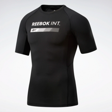 REEBOK Kompresní triko Graphic Short Sleeve Tee - černý