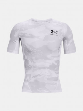 Pánské kompresní triko UNDER ARMOUR UA HG Isochill Comp Print SS - bílé