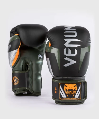 Boxerské rukavice VENUM ELITE - černo/stříbrné/khaki