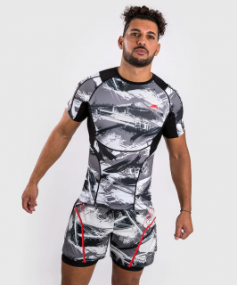Rashguard VENUM Electron KR.rukáv 3.0 - šedo/červený