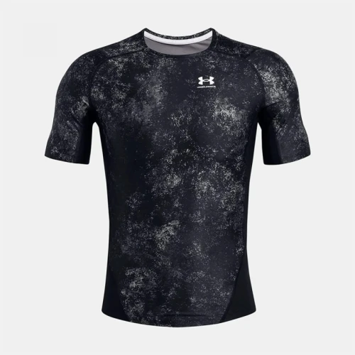 Pánské kompresní triko Under Armour HG IsoChill Prtd SS - černo/bílé