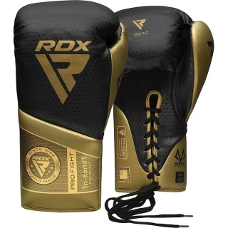 RDX Profesionální šněrovací rukavice K1 Mark Pro Fight - černo/zlaté