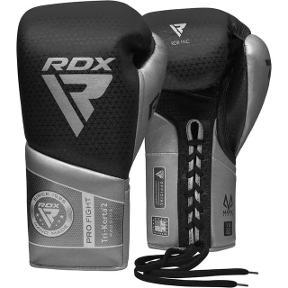 RDX Profesionální šněrovací rukavice K2 Mark Pro Fight - černo/stříbrné