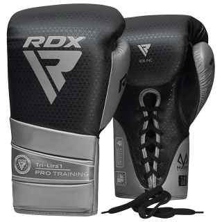 RDX Profesionální šněrovací rukavice L1 Mark Pro Training - černo/stříbrné