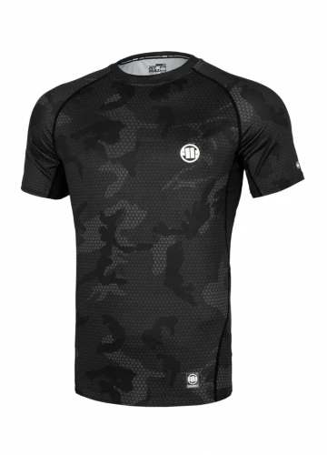 PitBull West Coast Rashguard Kr.rukáv Net Camo II - černý