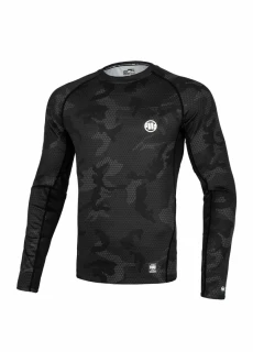 PitBull West Coast Rashguard Dl. rukáv Net Camo II - černý
