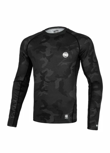 PitBull West Coast Rashguard Dl. rukáv Net Camo II - černý