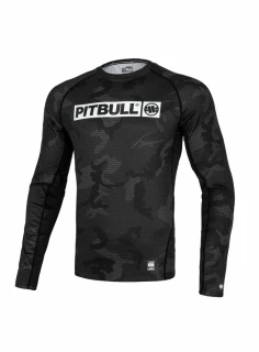 PitBull West Coast Rashguard Dl. rukáv Net Camo Hilltop II - černý