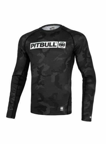 PitBull West Coast Rashguard Dl. rukáv Net Camo Hilltop II - černý