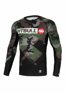 PitBull West Coast Rashguard Dl. rukáv Cross Camo - camo zelený