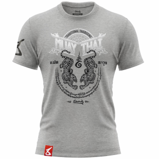 Pánské Muay Thai tričko 8 weapons SAK YANT TIGERS - šedé