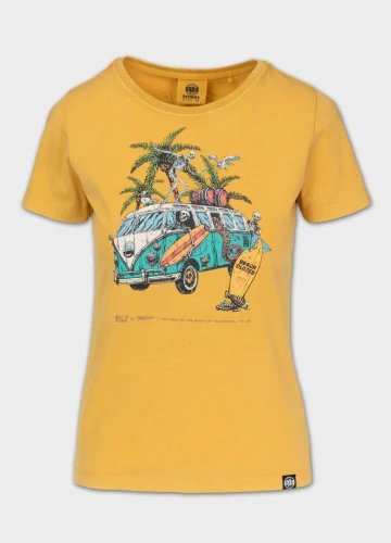PitBull West Coast Dámské triko Denim Washed BEACHBREAK - žluté
