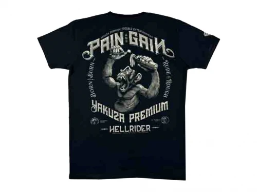 Yakuza Premium Pánské tričko Pain and Gain, Hellrider 3909 - černé