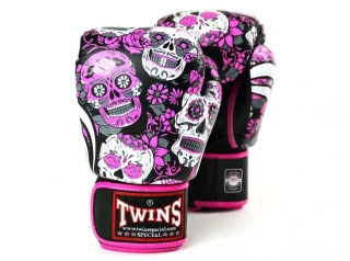 Boxerské rukavice TWINS SPECIAL FBGVL3-53 SKULL - růžovo /černé