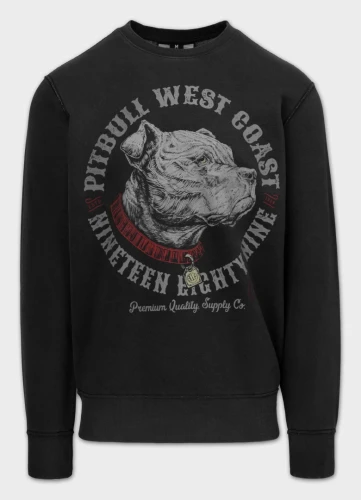 PitBull West Coast Pánská mikina STRENGTH & RESPECT crewneck - černá