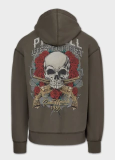 PitBull West Coast Pánská mikina SANTA MUERTE KPZ - tmavě zelená