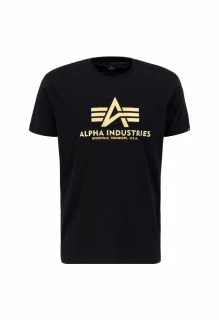 Alpha Industries Pánské tričko Basic Big Logo Carbon T - černo/zlaté