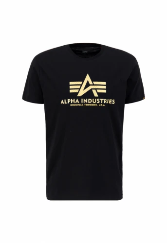 Alpha Industries Pánské tričko Basic Big Logo Carbon T - černo/zlaté