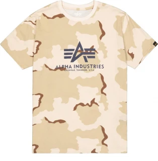 Alpha Industries Pánské tričko Basic Big Logo Camo T - světle maskáčové