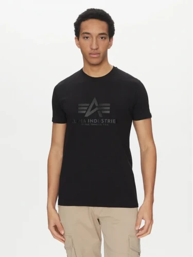 Alpha Industries Pánské tričko Basic Big Logo Carbon T - černo/černé