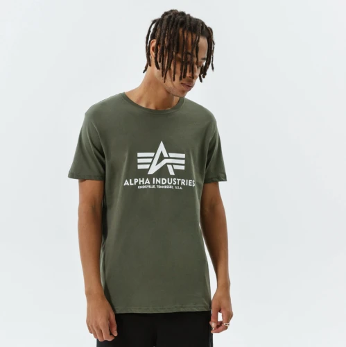Alpha Industries Pánské tričko Basic Big Logo - zelené