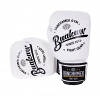 Kožené boxerské rukavice Buakaw - bílá barva