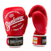 Kožené boxerské rukavice Buakaw - červená barva