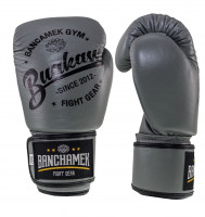 Kožené boxerské rukavice Buakaw - šedá barva