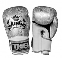 Top King Boxing Top King kožené boxerské rukavice Air Super Snake - bílá/stříbrná