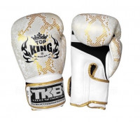 Top King Boxing Top King kožené boxerské rukavice Air Super Snake - bílá/zlatá