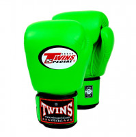 Boxerské rukavice TWINS kožené - neon zelené