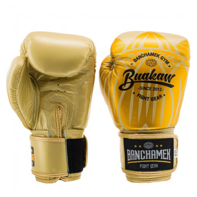 Kožené boxerské rukavice Buakaw Lotus - zlatá/zlatá