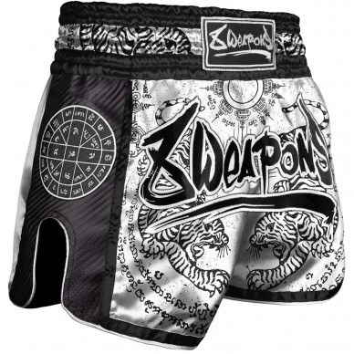 8 WEAPONS Muay Thai trenky Carbon - SAK YANT TIGERS - bílá/černá