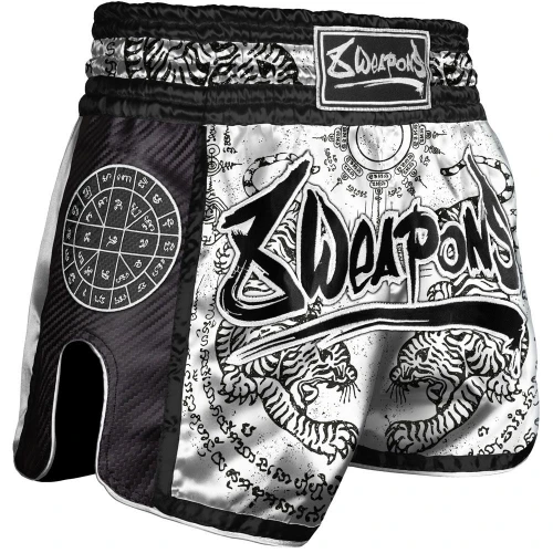8 WEAPONS Muay Thai trenky Carbon - SAK YANT TIGERS - bílá/černá