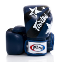 Fairtex kožené boxerské rukavice  BGV1 - Nation Print modrá barva