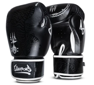 Boxerské rukavice 8 ZBRANÍ, Sak Yant Big Tiger, matná černá