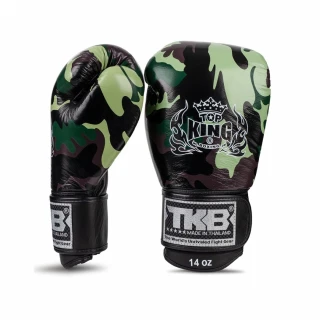 Top King Boxing kožené boxerské rukavice Ultimate Camo - zelená
