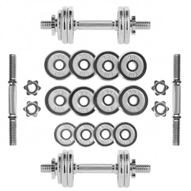 Chromovaný činkový set v kufru HMS STC-15 15 kg