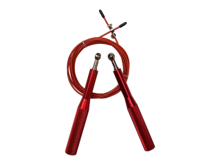 Ocelové speed rope švihadlo - ergonomické madlo Červené
