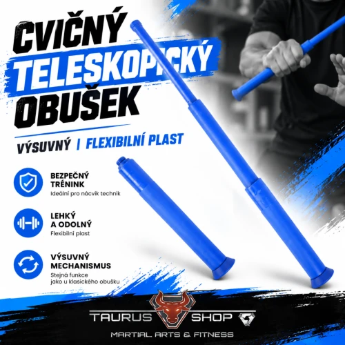 Cvičný teleskopický obušek, výsuvný, z flexibilního plastu